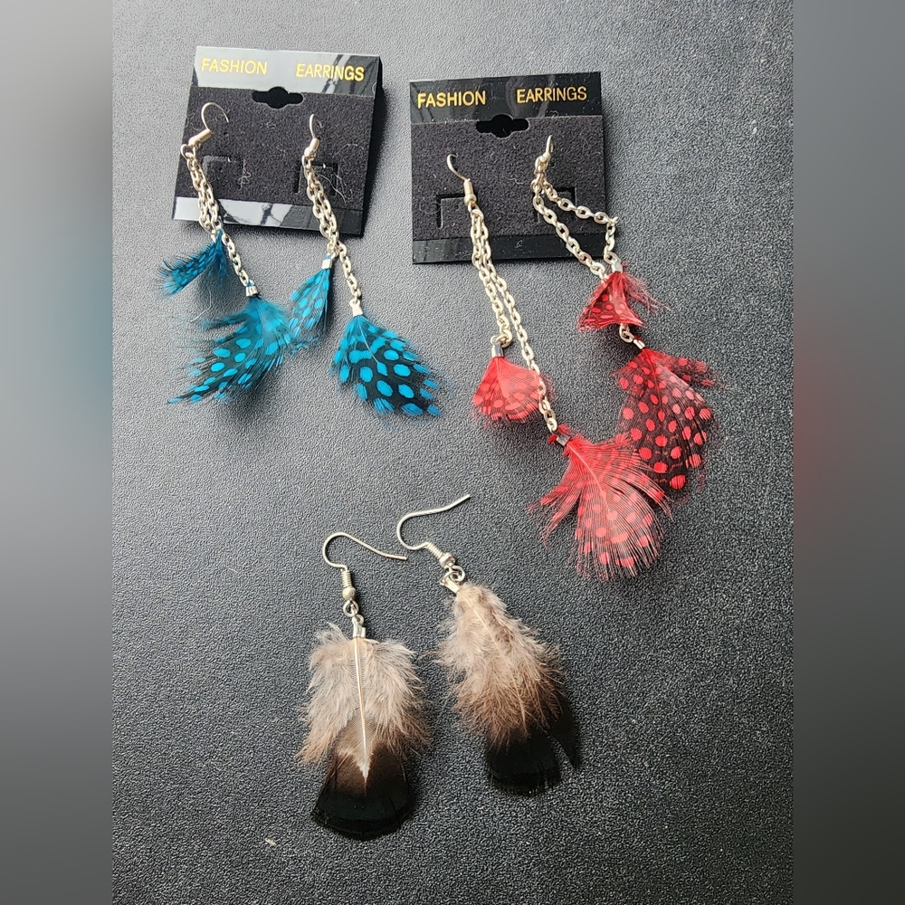 Lot of Three feather Earrings